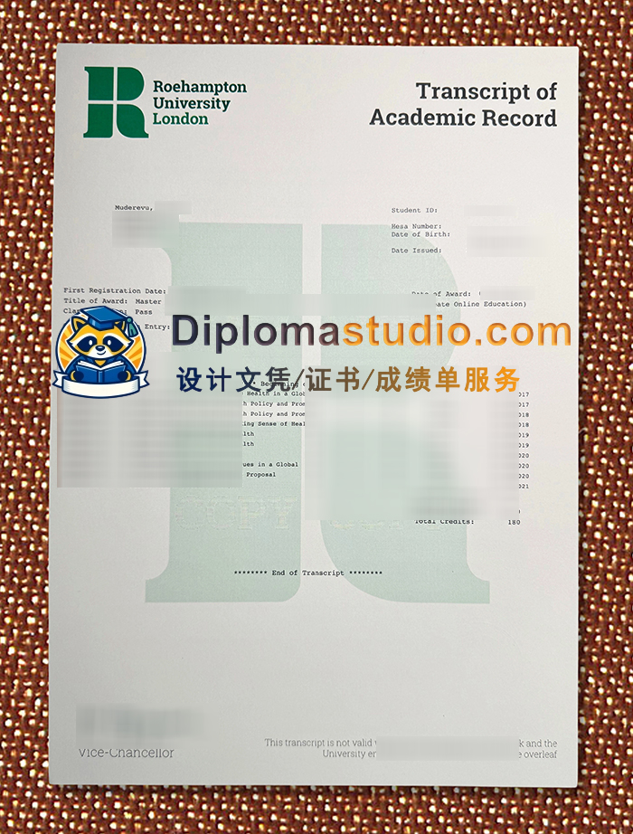 罗汉普顿大学成绩单, University of Roehampton Transcript