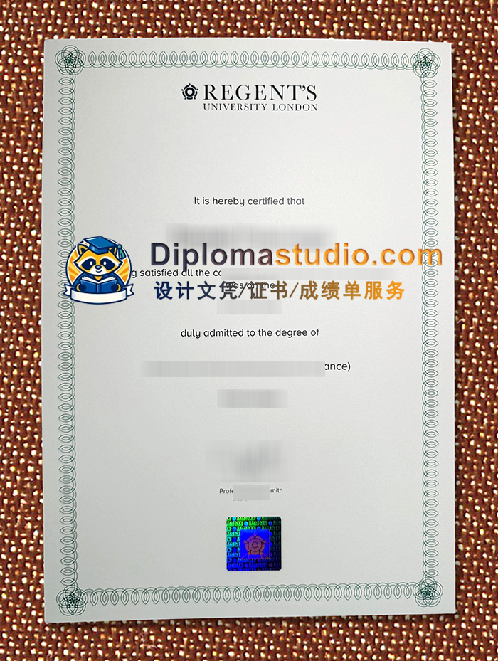 伦敦摄政大学学位证书, Regent's University London Degree Certificate