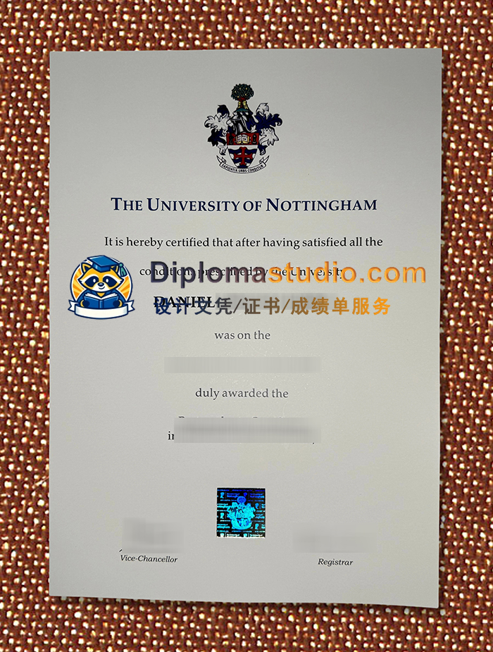 诺丁汉大学学位证书, University of Nottingham Degree Certificate