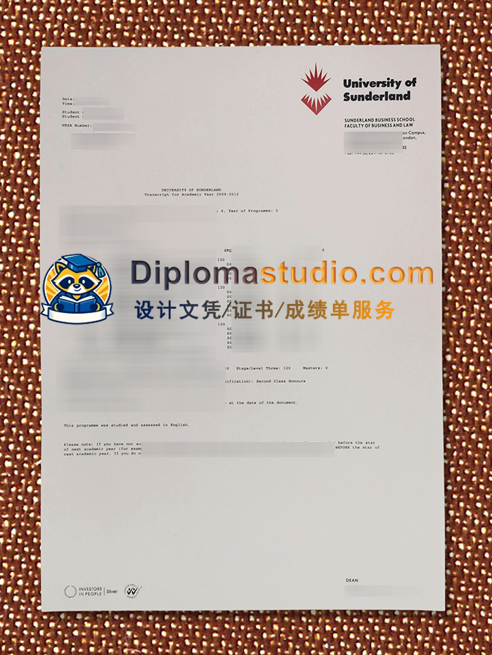 桑德兰大学成绩单, University of Sunderland Transcript