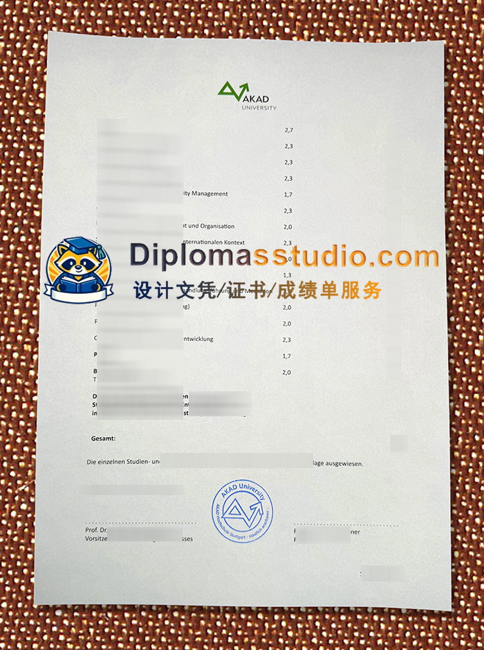阿卡德大学成绩单, AKAD University Transcript