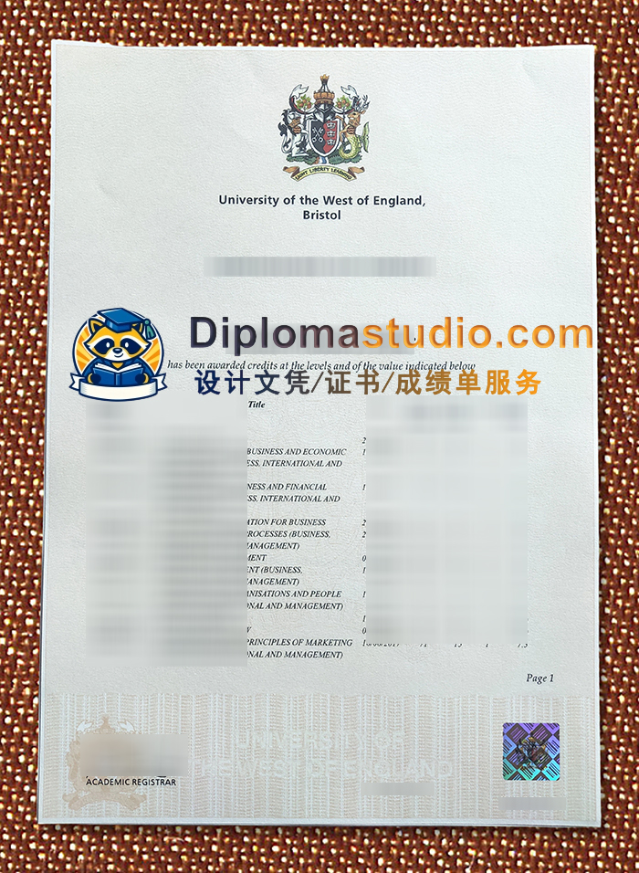 西英格兰大学成绩单, University of the West of England Transcript