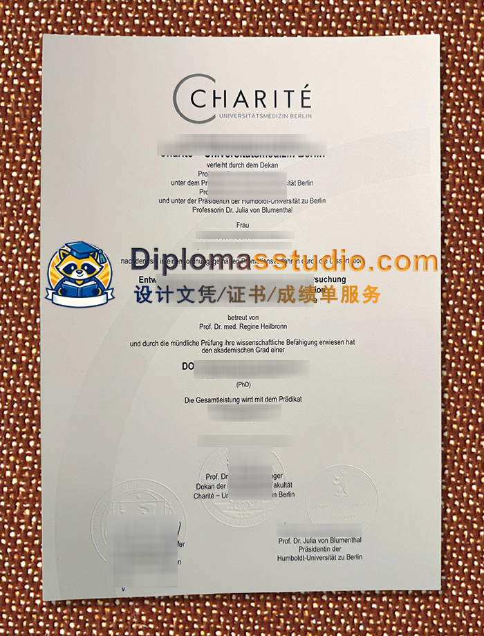 柏林夏里特大学医学院文凭, Charité – Universitätsmedizin Berlin Urkunde