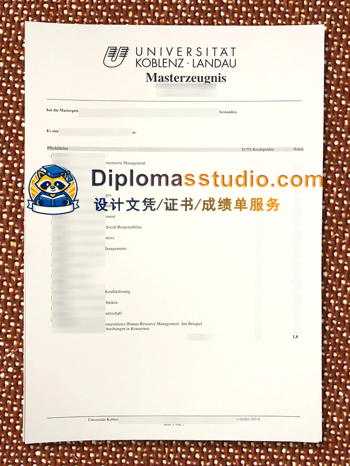科布伦茨和兰道大学成绩单, Universität Koblenz-Landau Zeugnis